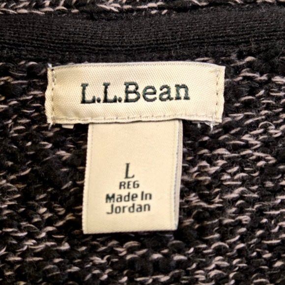 LL Bean Soft Cotton Ragg Sweater Women's L Open Front Charcoal Gray Long Cozy - Picture 4 of 6